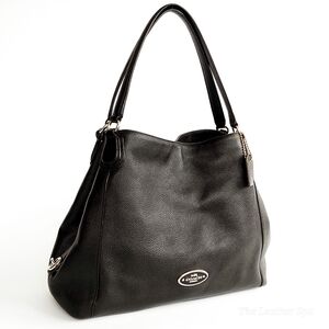 Coach Black Pebbled Leather Edie 31 Tripple Compartment Shoulder Bag